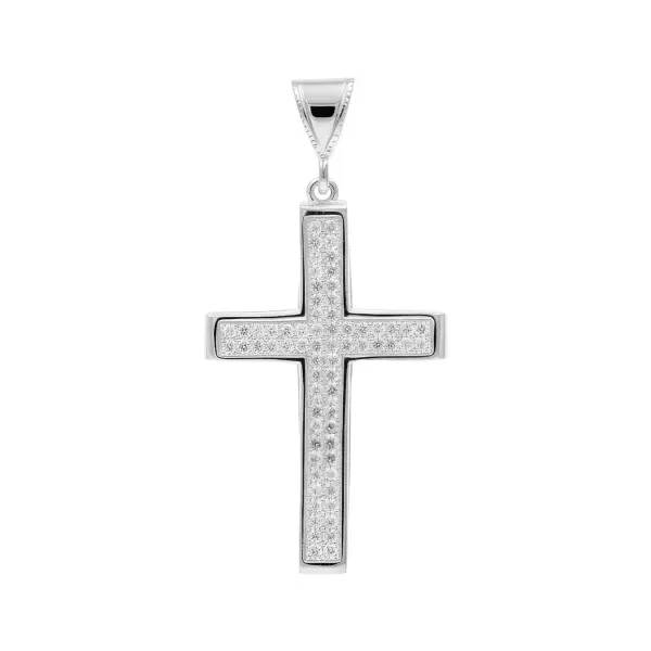 Dije Cruz Plata 999 con Zirconia Unisex Elegante - Imagen 1