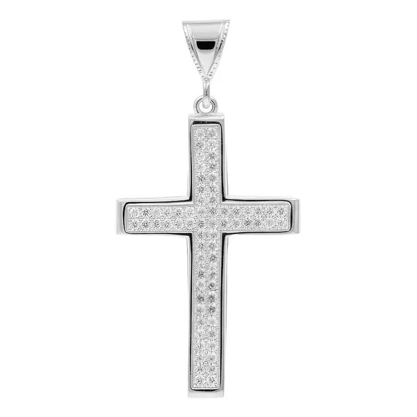 Dije Cruz Plata 999 con Zirconia Unisex Elegante - Imagen 1