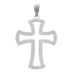 Dije Cruz Plata .925 Contorno con Zirconia para Hombre - Imagen 1