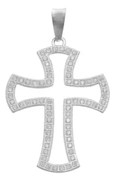 Dije Cruz Plata .925 Contorno con Zirconia para Hombre - Imagen 1