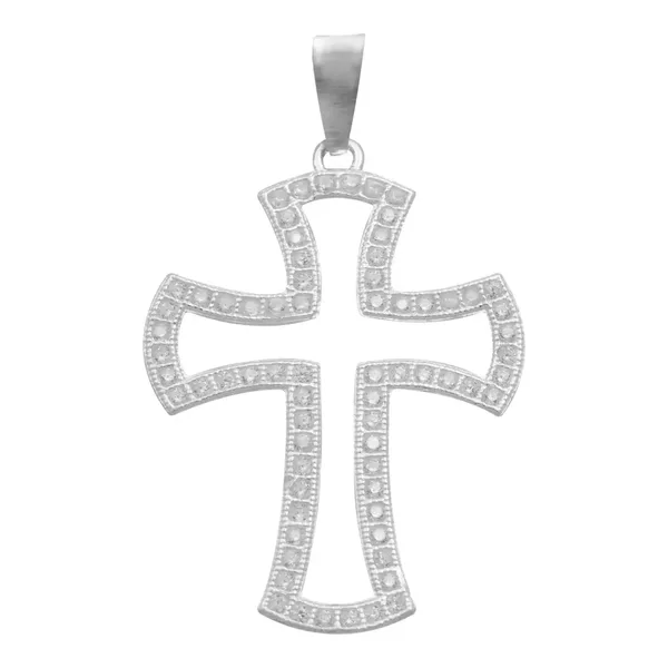 Dije Cruz Plata .925 Contorno con Zirconia para Hombre - Imagen 1