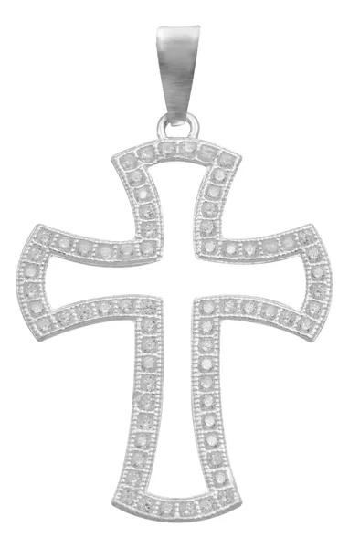 Dije Cruz Plata .925 Contorno con Zirconia para Hombre - Imagen 1