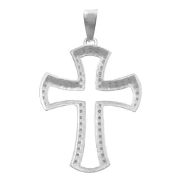 Dije Cruz Plata .925 Contorno con Zirconia para Hombre - Imagen 2