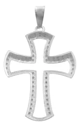 Dije Cruz Plata .925 Contorno con Zirconia para Hombre - Imagen 2