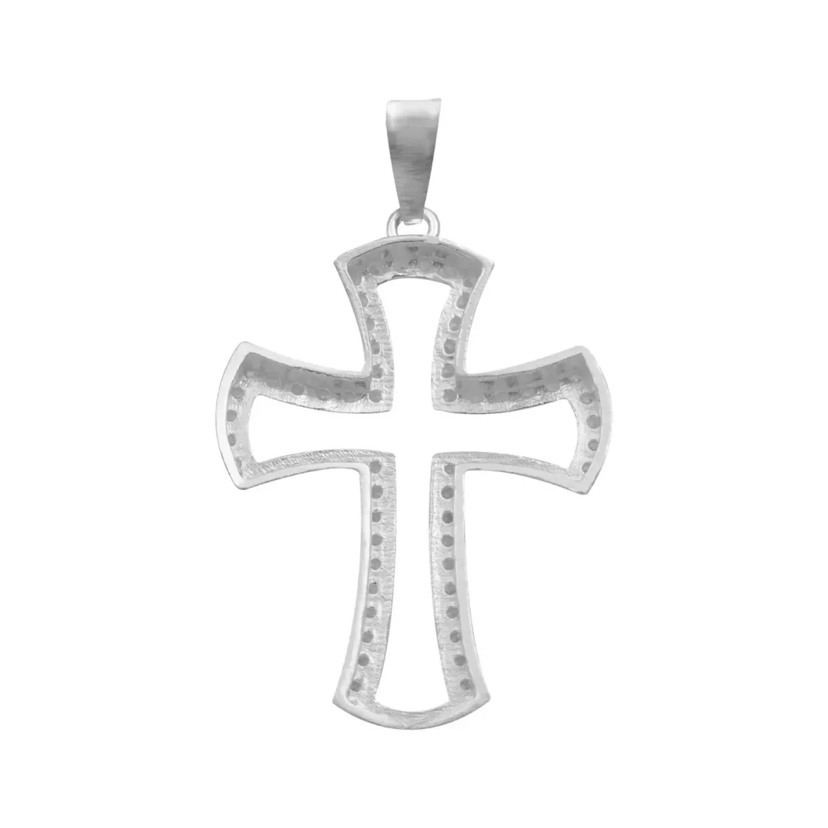Dije Cruz Plata .925 Contorno con Zirconia para Hombre - Imagen 2