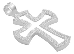 Dije Cruz Plata .925 Contorno con Zirconia para Hombre - Imagen 3