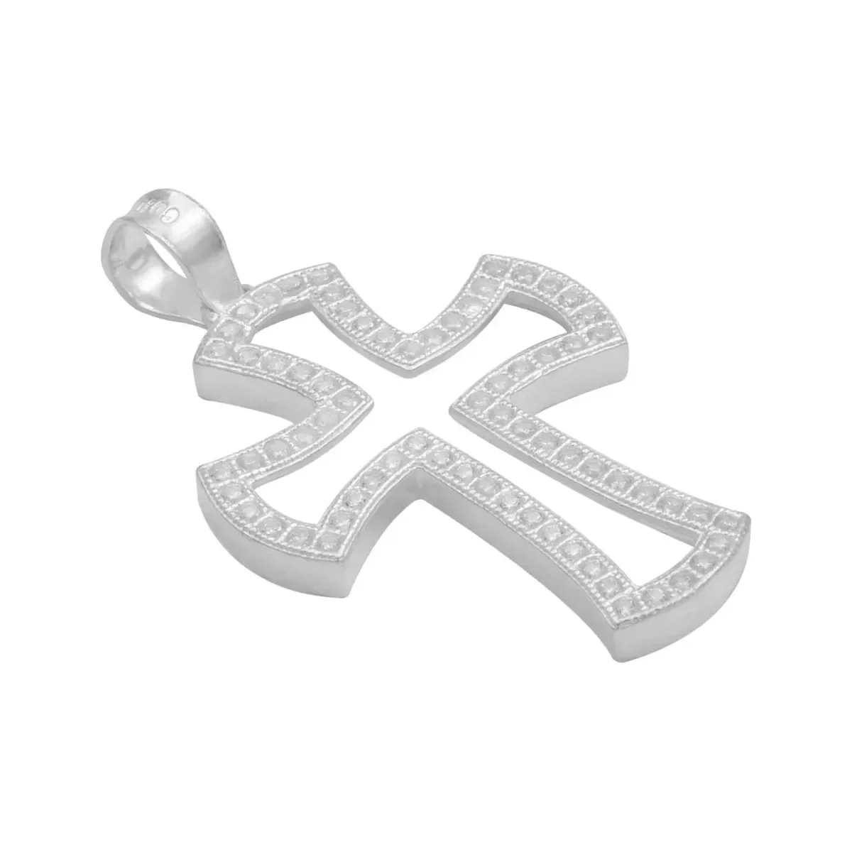 Dije Cruz Plata .925 Contorno con Zirconia para Hombre - Imagen 3