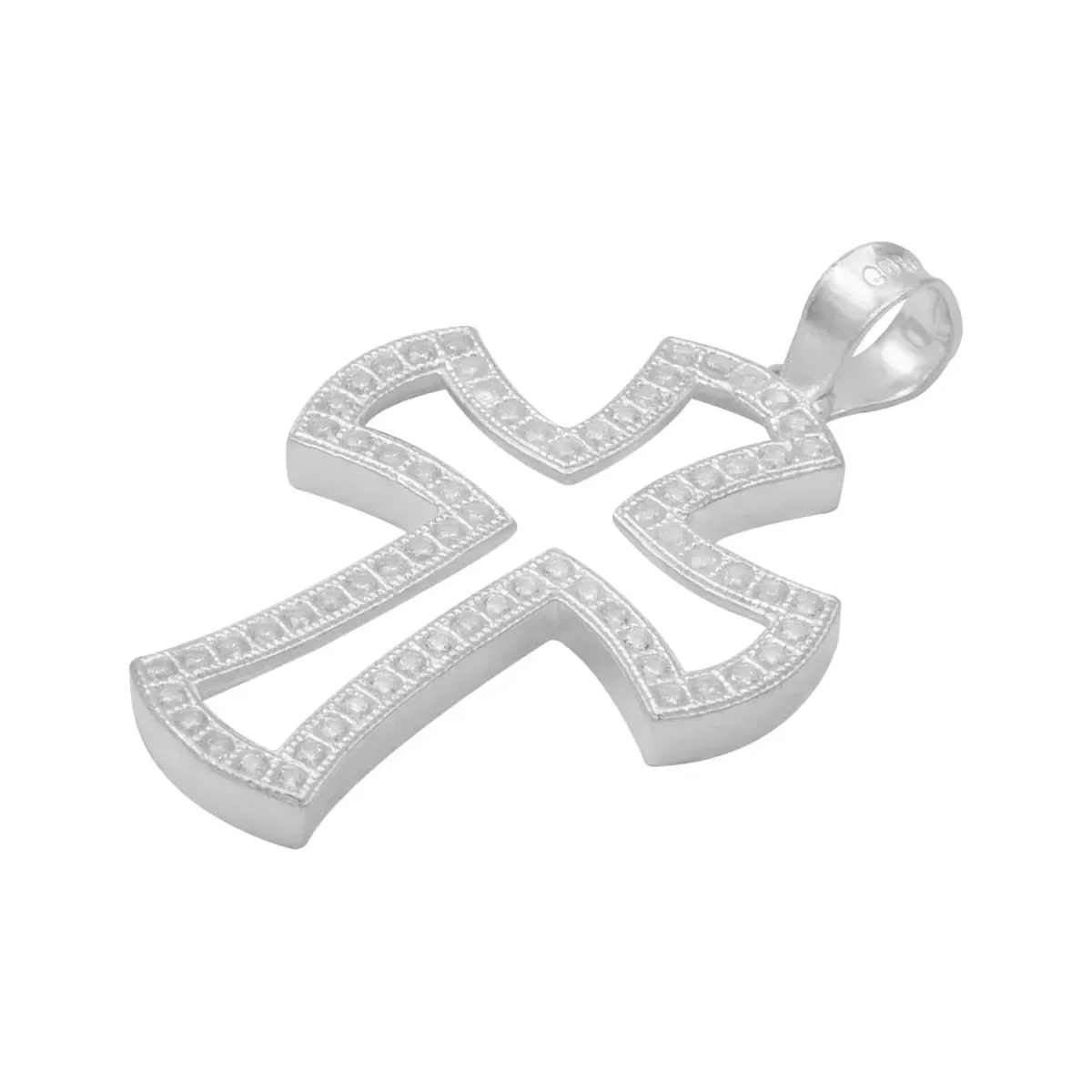 Dije Cruz Plata .925 Contorno con Zirconia para Hombre - Imagen 4