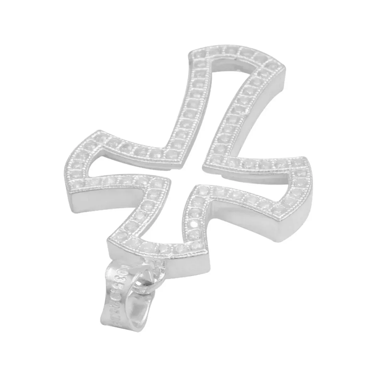 Dije Cruz Plata .925 Contorno con Zirconia para Hombre - Imagen 5