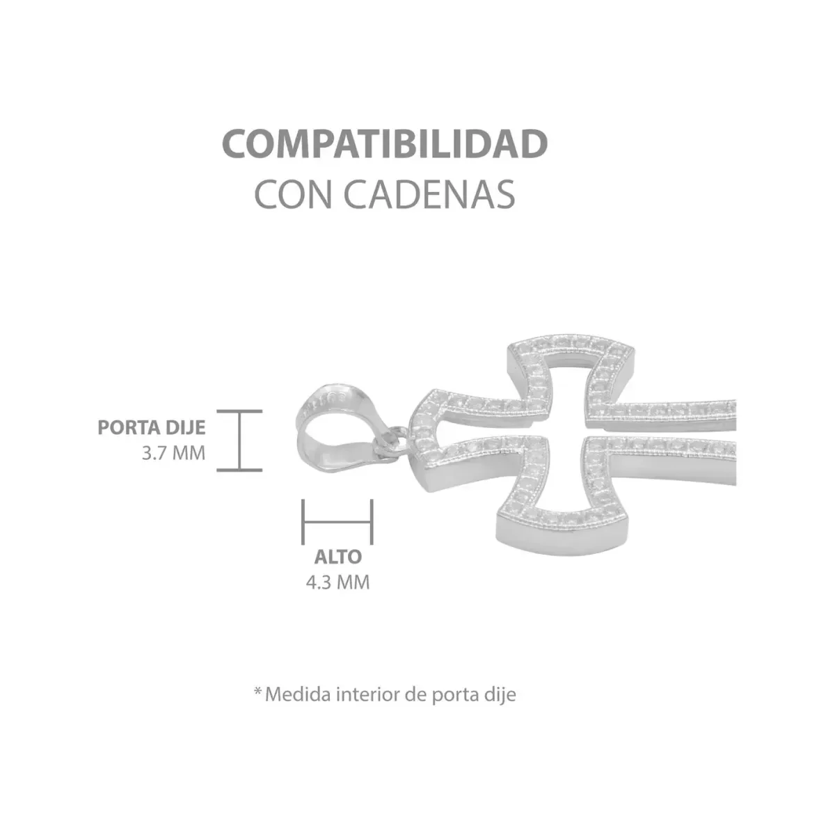 Dije Cruz Plata .925 Contorno con Zirconia para Hombre - Imagen 6