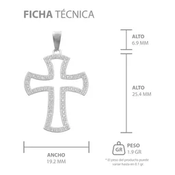 Dije Cruz Plata .925 Contorno con Zirconia para Hombre - Imagen 7