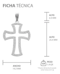 Dije Cruz Plata .925 Contorno con Zirconia para Hombre - Imagen 7