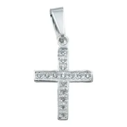 Dije Cruz Plata 925 para Hombre con Zirconia Blanca - Imagen 1