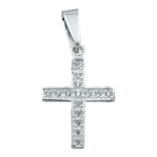 Dije Cruz Plata 925 para Hombre con Zirconia Blanca - Imagen 1