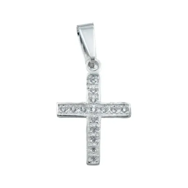 Dije Cruz Plata 925 para Hombre con Zirconia Blanca - Imagen 1