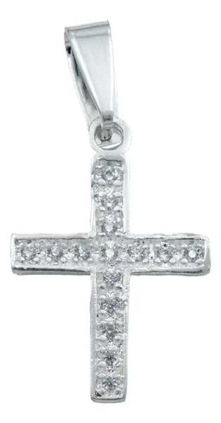 Dije Cruz Plata 925 para Hombre con Zirconia Blanca - Imagen 1