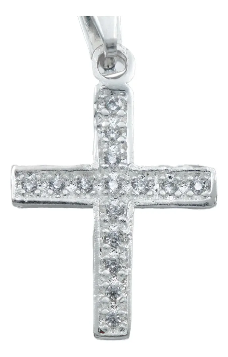 Dije Cruz Plata 925 para Hombre con Zirconia Blanca - Imagen 1