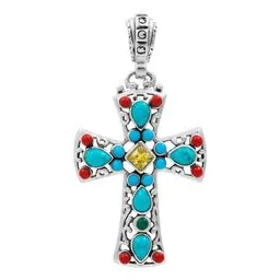 Dije Cruz Plata 925 Rodio Amarillo con Zirconia Amarilla - Imagen 1