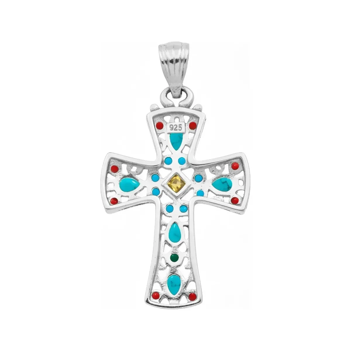 Dije Cruz Plata 925 Rodio Amarillo con Zirconia Amarilla - Imagen 2