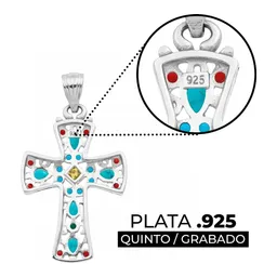 Dije Cruz Plata 925 Rodio Amarillo con Zirconia Amarilla - Imagen 3