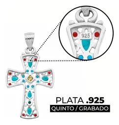 Dije Cruz Plata 925 Rodio Amarillo con Zirconia Amarilla - Imagen 3
