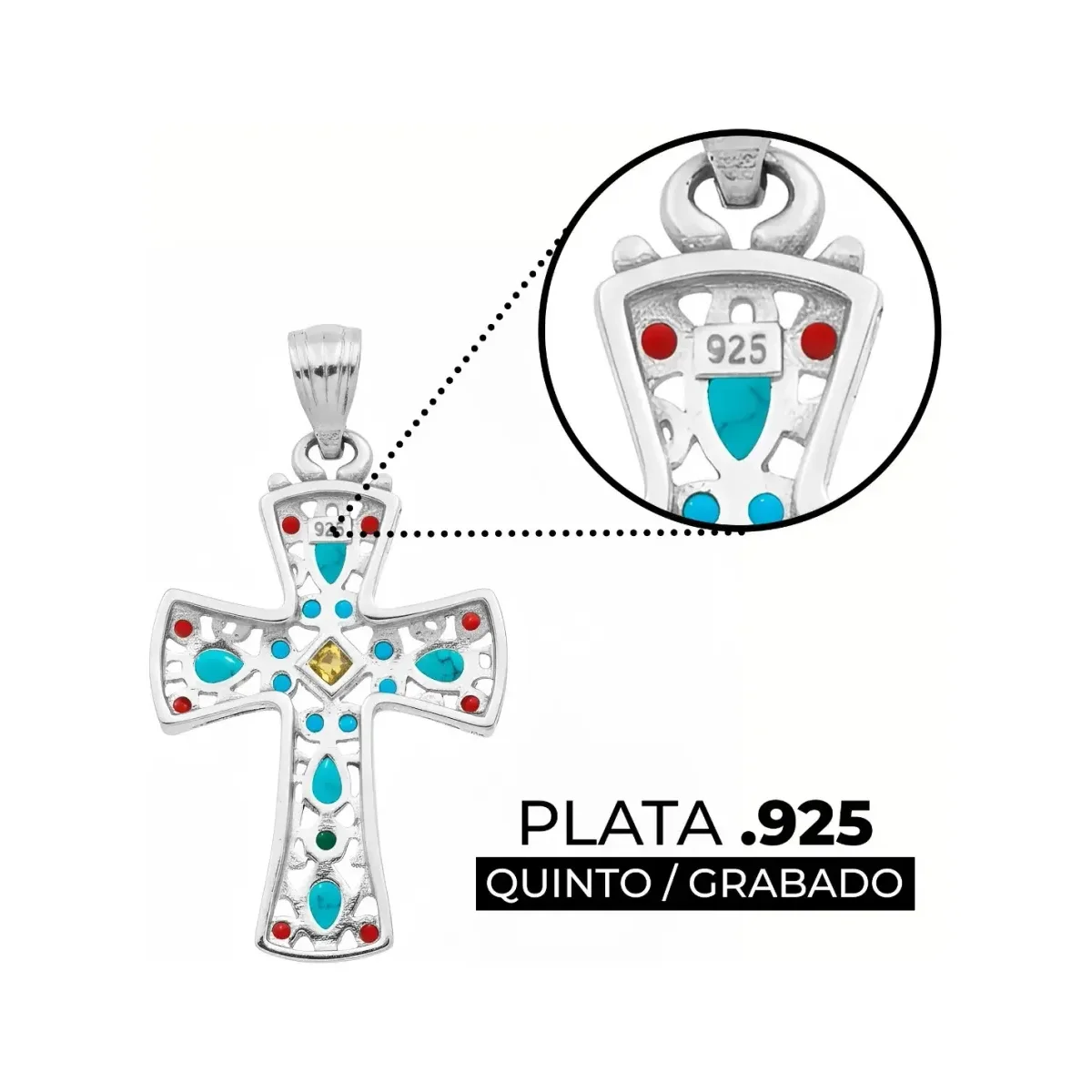 Dije Cruz Plata 925 Rodio Amarillo con Zirconia Amarilla - Imagen 3