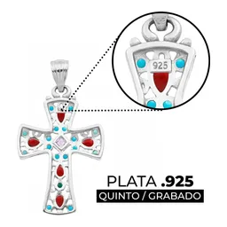 Dije Cruz Plata 925 Rodizada Zirconia Multicolor - Imagen 3