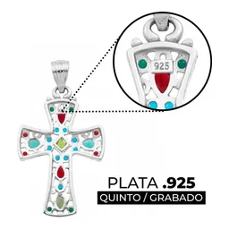 Dije Cruz Plata 925 Rodizada Zirconia Verde Grande - Imagen 3