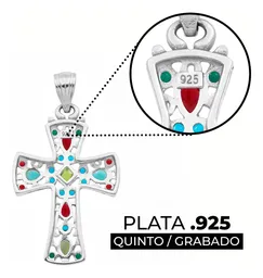 Dije Cruz Plata 925 Rodizada Zirconia Verde Grande - Imagen 3