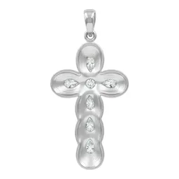 Dije Cruz Plata 925 Rodizada Zirconias Brillantes Unisex - Imagen 2