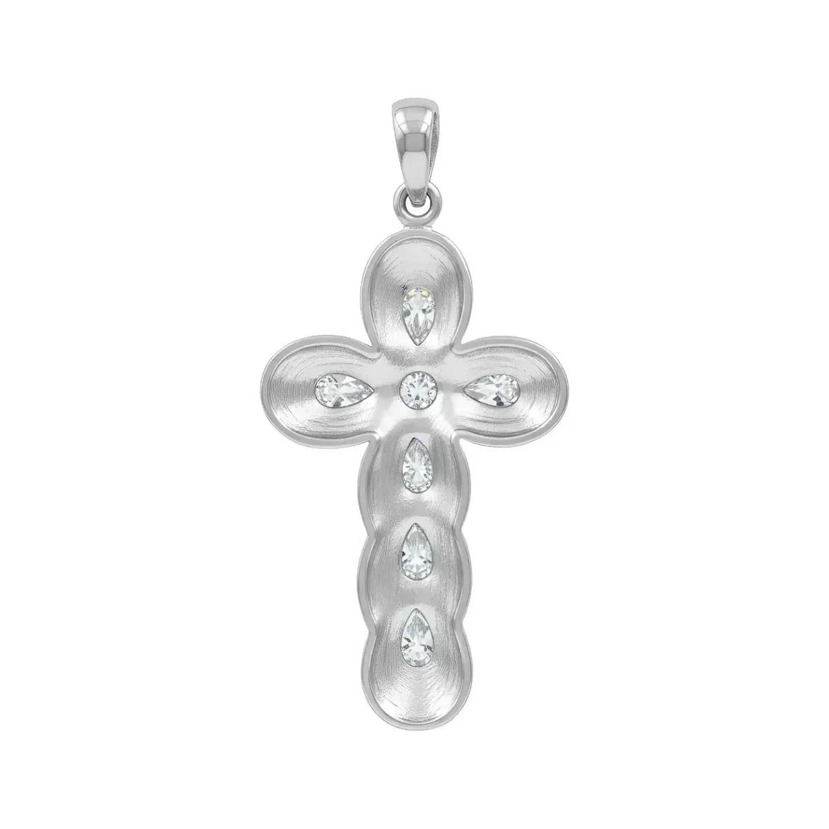 Dije Cruz Plata 925 Rodizada Zirconias Brillantes Unisex - Imagen 2
