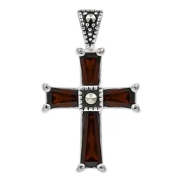 Dije Cruz Plata 925 Rodizada Zirconias Café Unisex - Imagen 1
