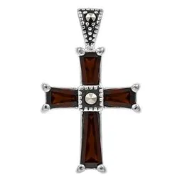 Dije Cruz Plata 925 Rodizada Zirconias Café Unisex - Imagen 1