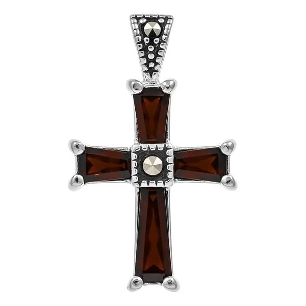 Dije Cruz Plata 925 Rodizada Zirconias Café Unisex - Imagen 1