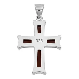 Dije Cruz Plata 925 Rodizada Zirconias Café Unisex - Imagen 2