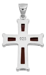 Dije Cruz Plata 925 Rodizada Zirconias Café Unisex - Imagen 2