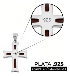 Dije Cruz Plata 925 Rodizada Zirconias Café Unisex - Imagen 3