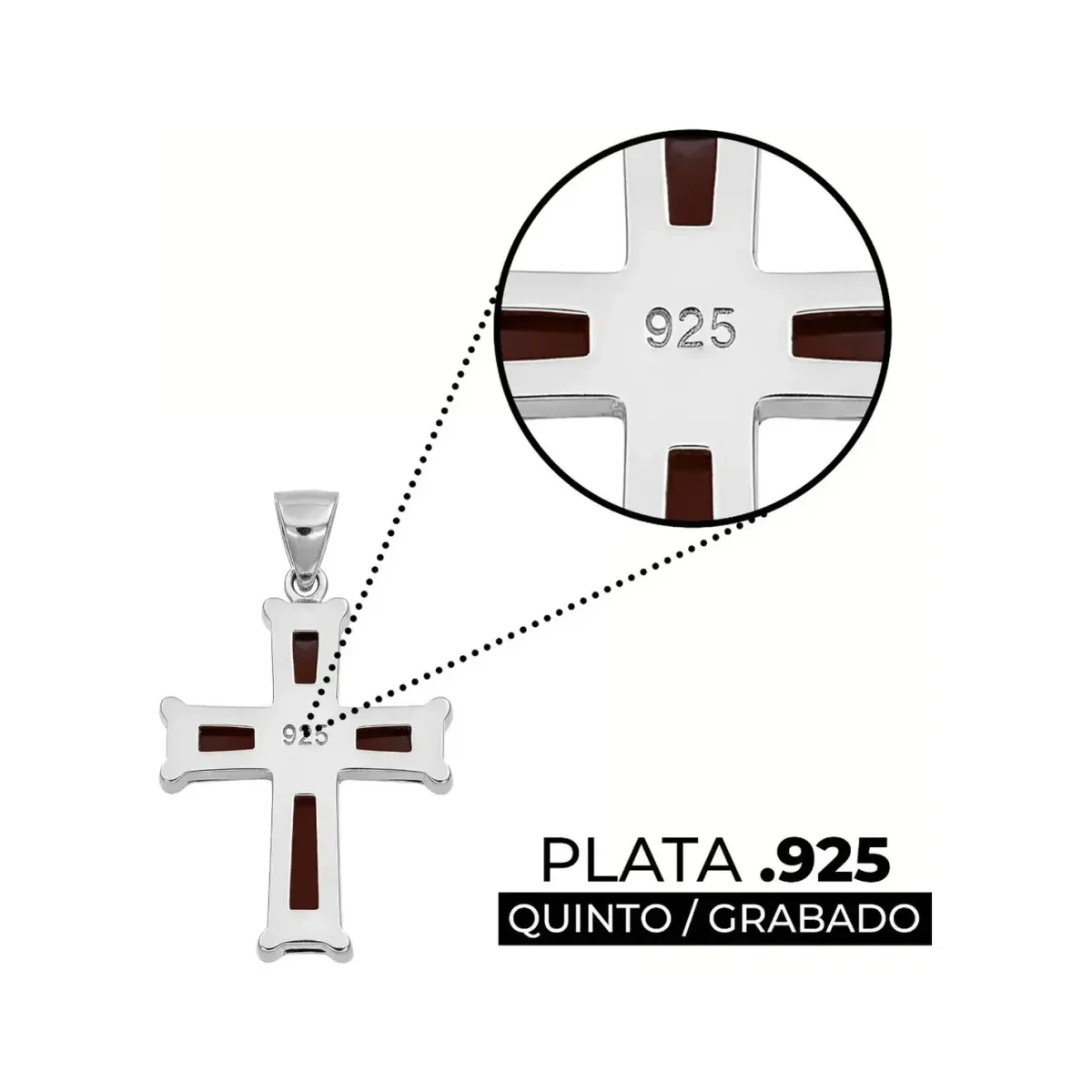 Dije Cruz Plata 925 Rodizada Zirconias Café Unisex - Imagen 3