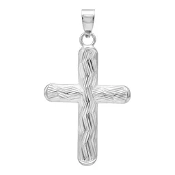 Dije Cruz Plata 925 Tubular Diamantada Diseño Zigzag - Imagen 2