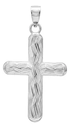 Dije Cruz Plata 925 Tubular Diamantada Diseño Zigzag - Imagen 2
