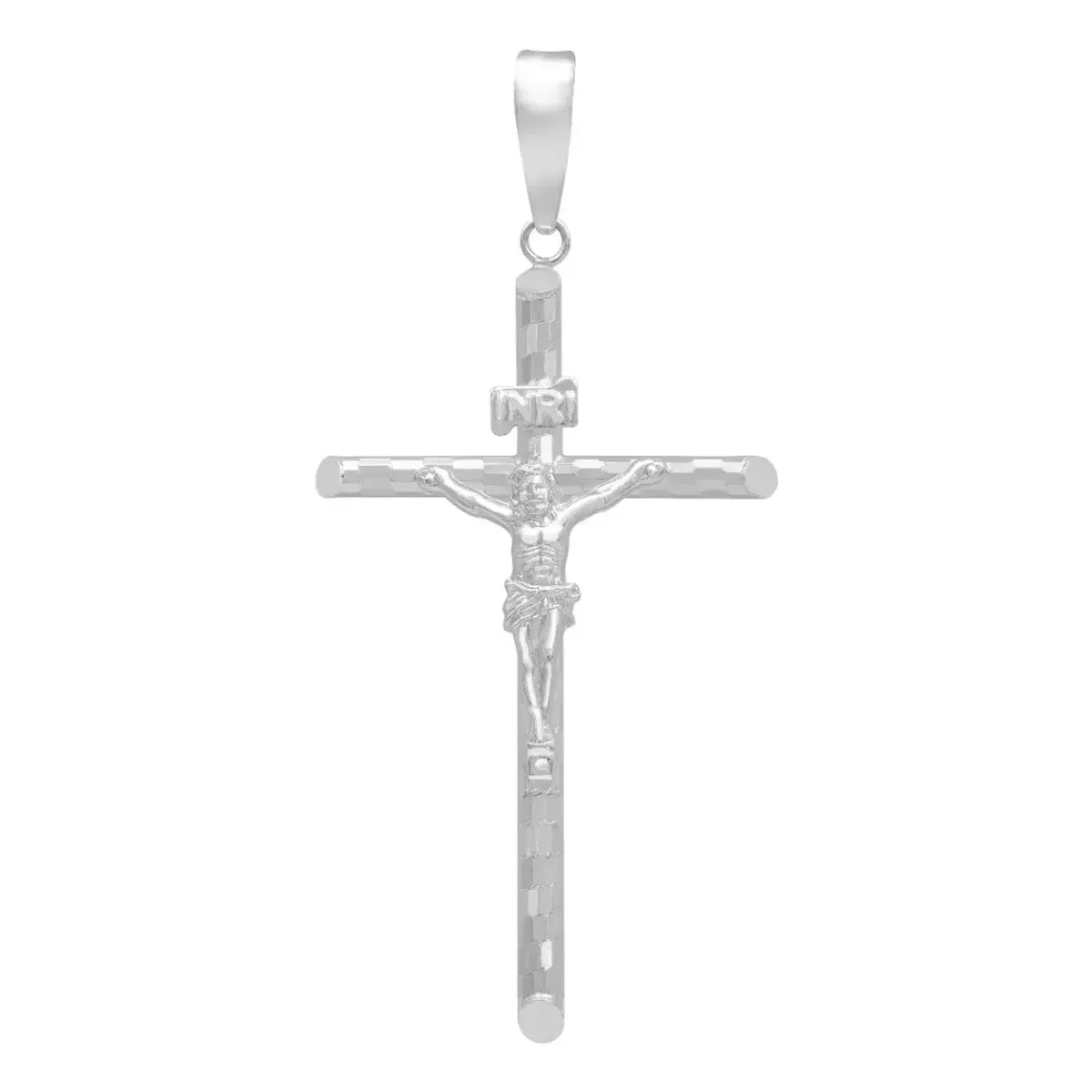 Dije Cruz Plata .925 Tubular Diamantada Unisex, colgante de fe para hombre y mujer, joyería religiosa mexicana, plata brillan