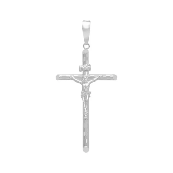 Dije Cruz Plata 925 Tubular Diamantada Unisex - Imagen 1