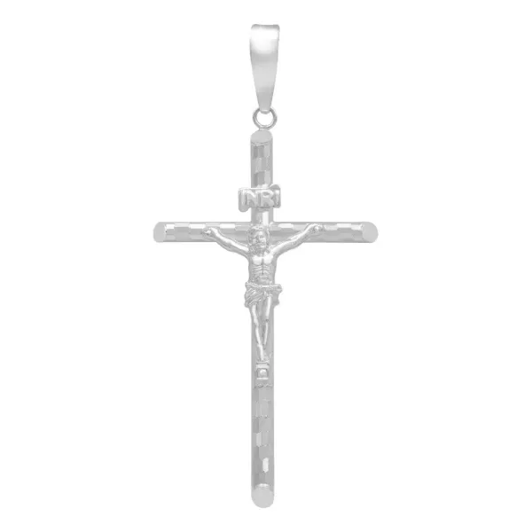 Dije Cruz Plata 925 Tubular Diamantada Unisex - Imagen 1