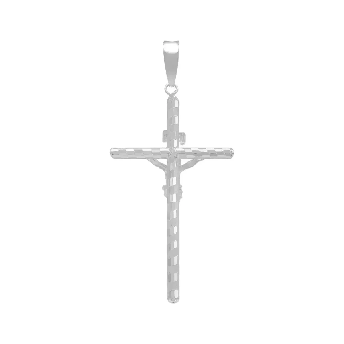 Dije Cruz Plata 925 Tubular Diamantada Unisex - Imagen 2