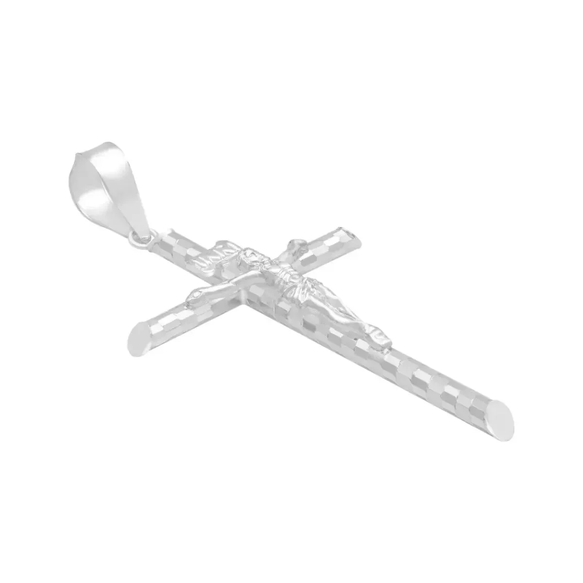 Dije Cruz Plata 925 Tubular Diamantada Unisex - Imagen 3