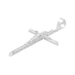 Dije Cruz Plata 925 Tubular Diamantada Unisex - Imagen 4