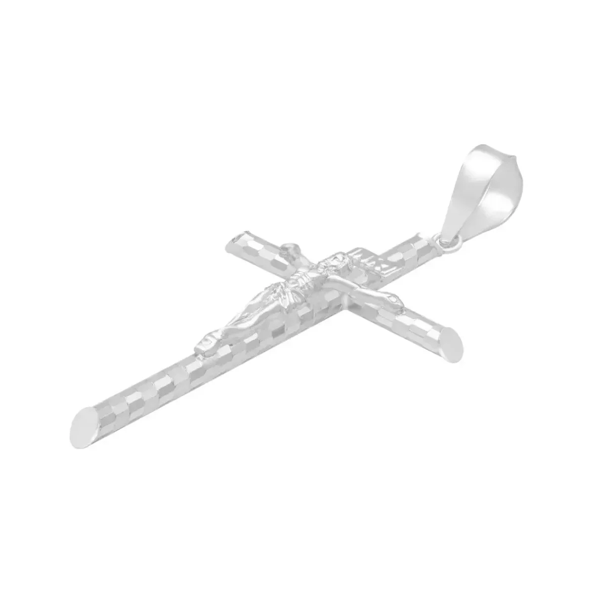 Dije Cruz Plata 925 Tubular Diamantada Unisex - Imagen 4