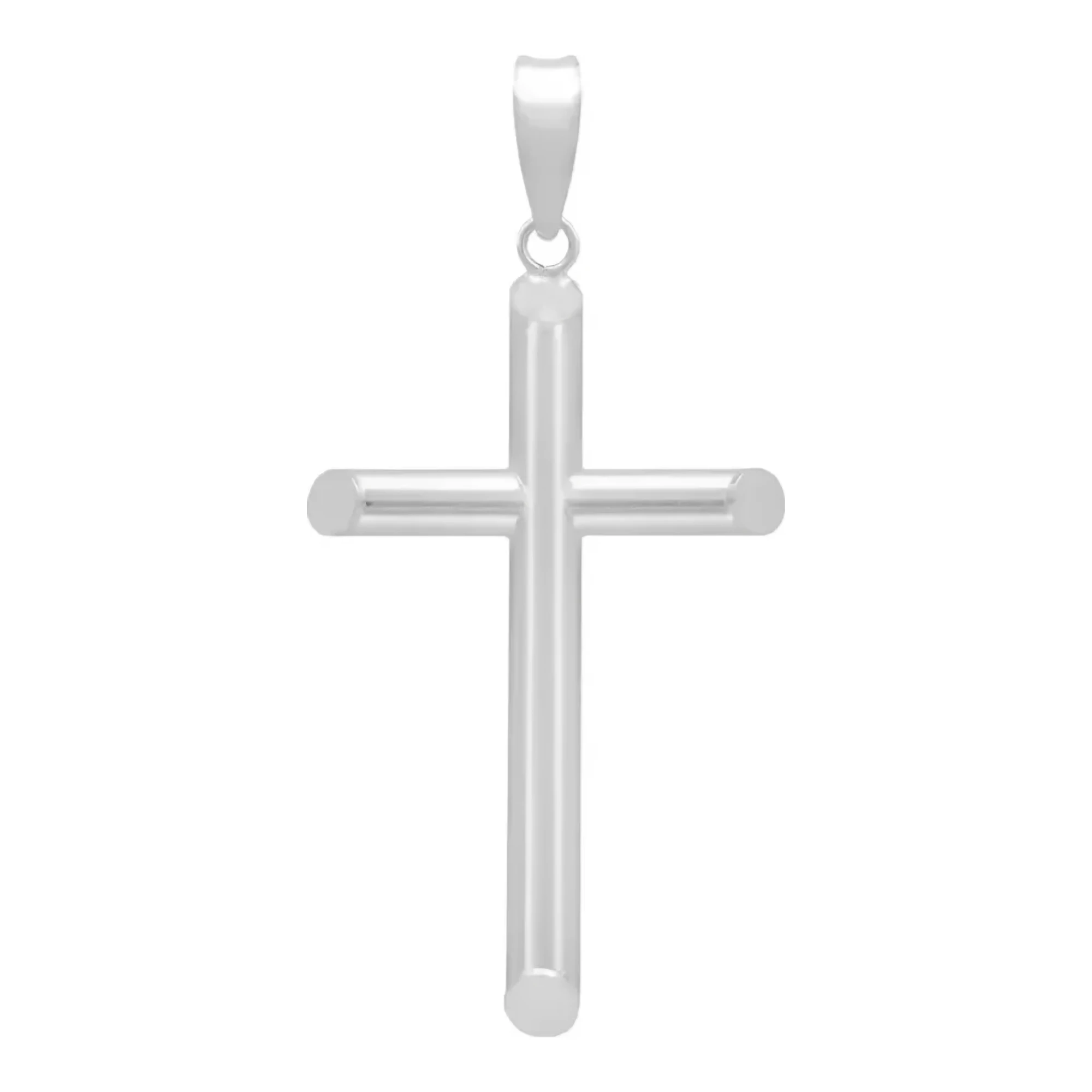 Cruz de plata 925 hombre diseño tubular liso colgante crucifijo en plata ley .925 nacional brillante joyería para caballero