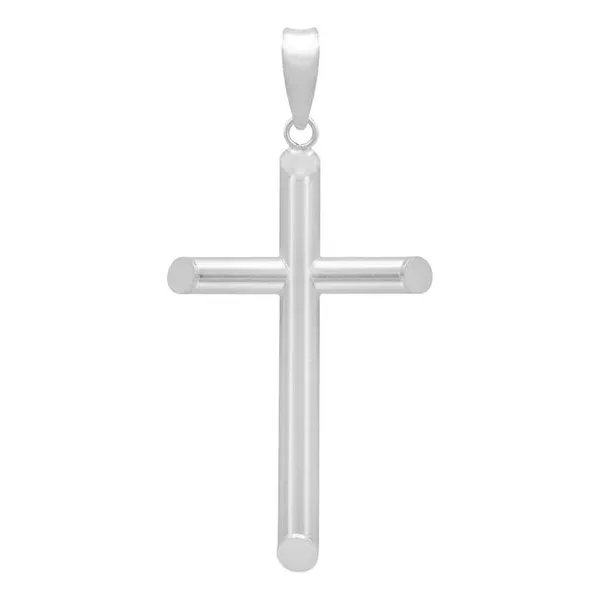 Dije Cruz Plata 925 Tubular Liso para Hombre - Imagen 1