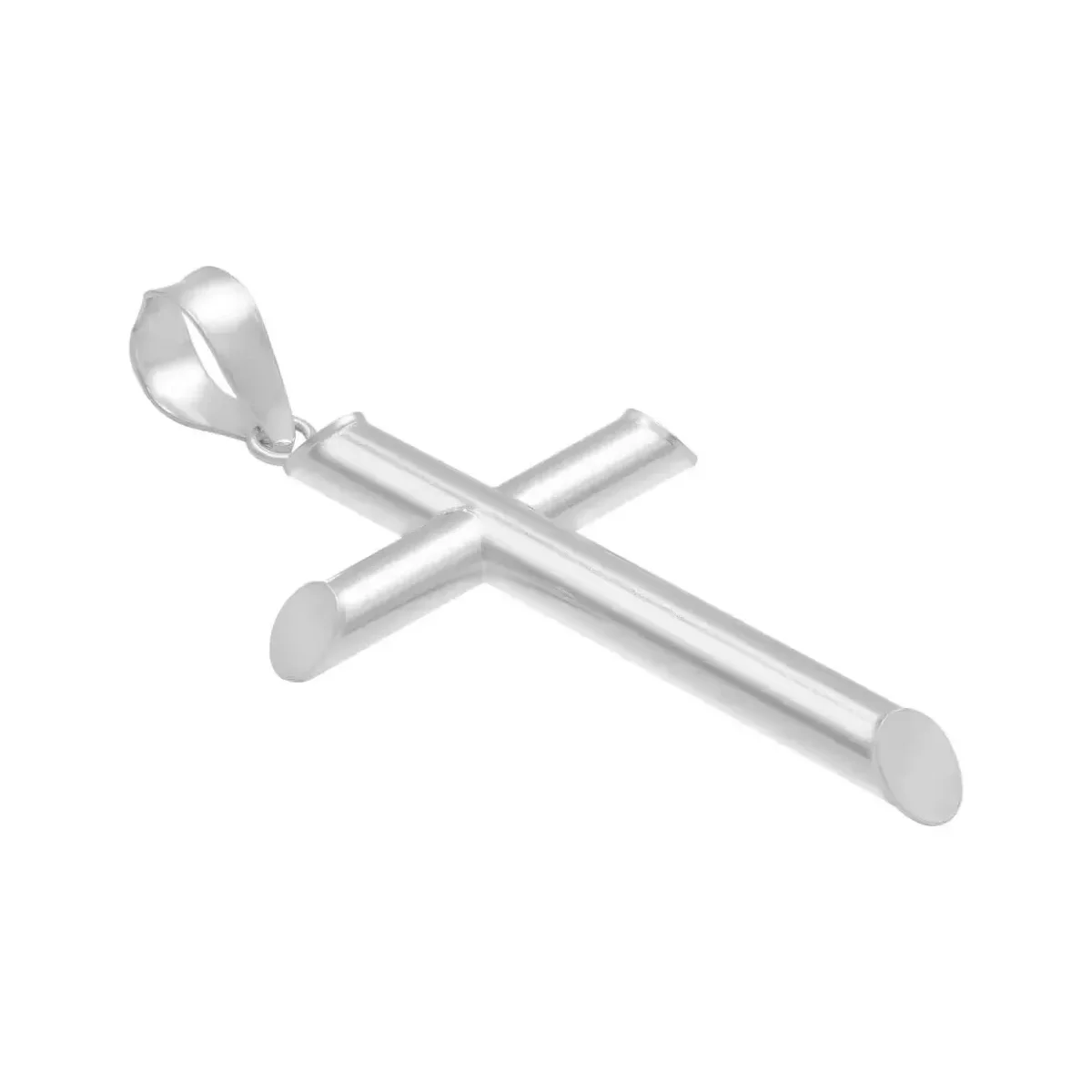 Dije Cruz Plata 925 Tubular Liso para Hombre - Imagen 3